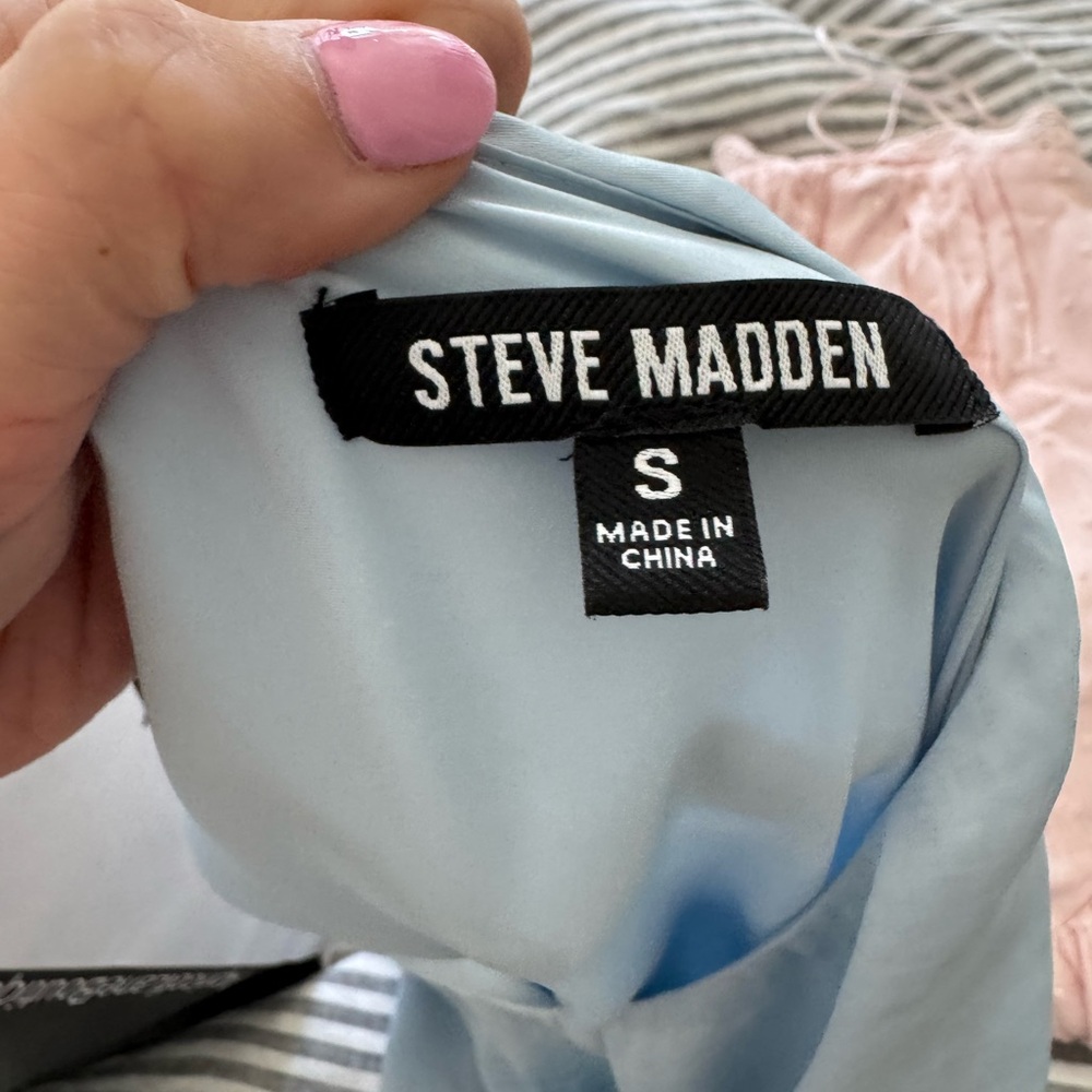 Steve Madden Adele Blue One Shoulder Midi Dress - Picture 3 of 3